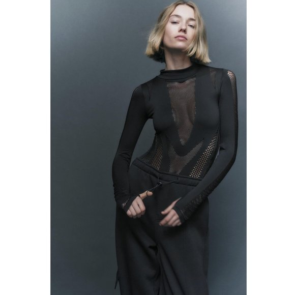 BLOGGER'S FAVE! Zara Seamless Mesh Effect Bodysuit NWT - Picture 16 of 17